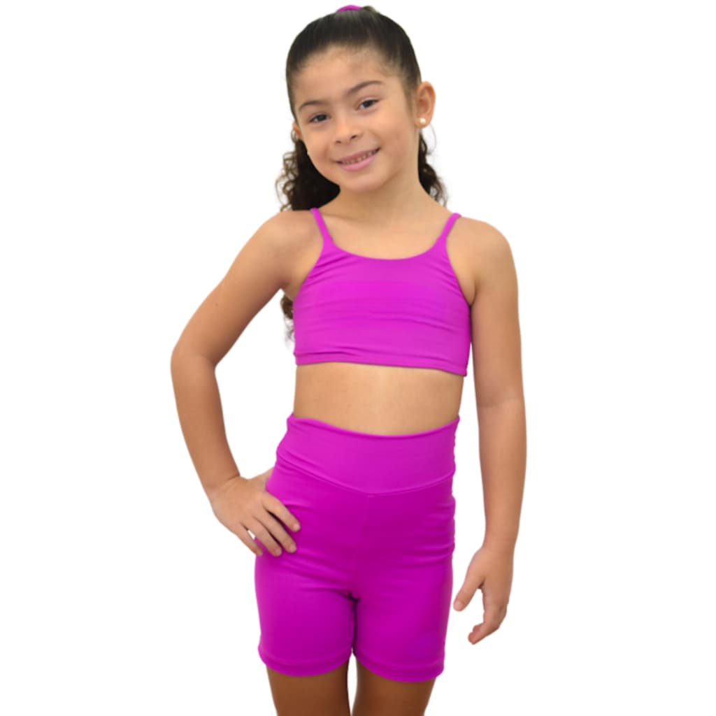 Conjunto Fitness Infantil Feminino Top E Short De Poliamida