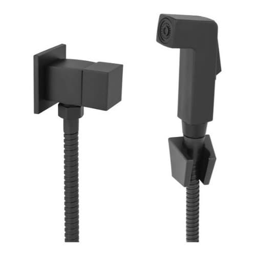 Ducha Higiênica De Banheiro Chuveirinho Quadrada Metal Inox Preto Fosco