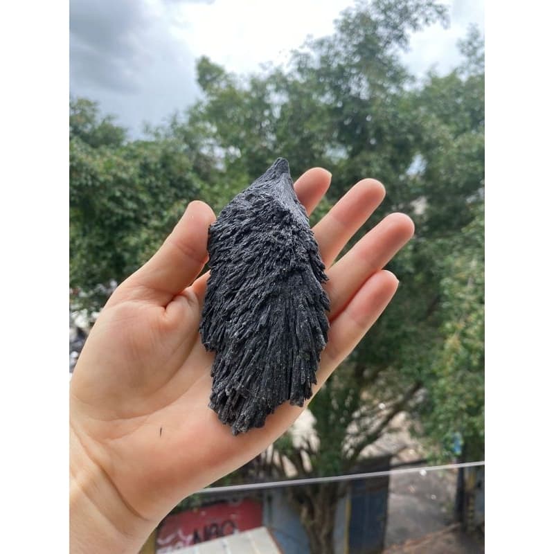 Pedra Cianita Negra Vassoura De Bruxa Natural