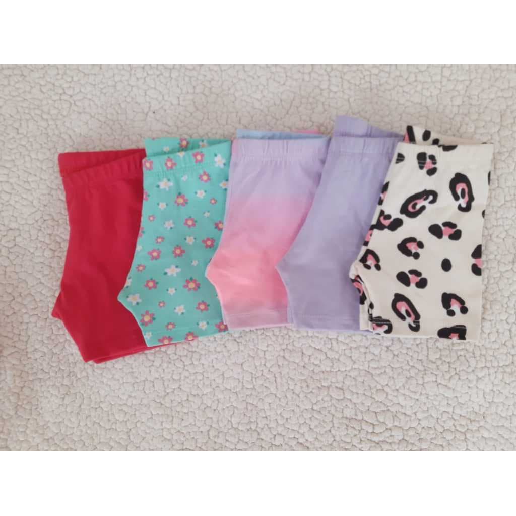 Kit 5 bermudas shorts ciclista infantil menina cotton tamanho 1 ano ao 8 anos