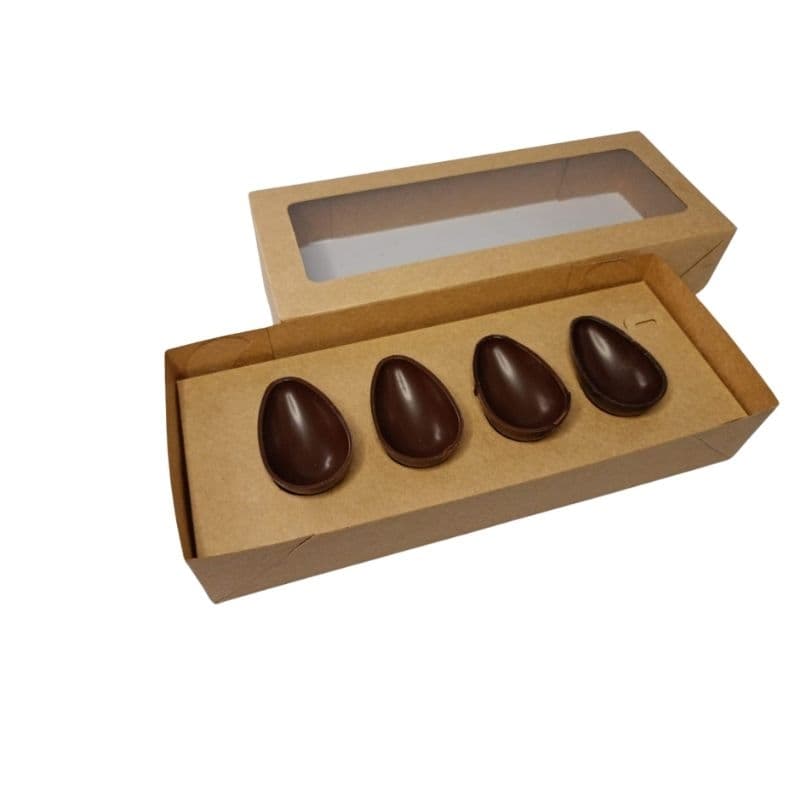 10 Caixas craft com visor para 4 ovos de 50g.