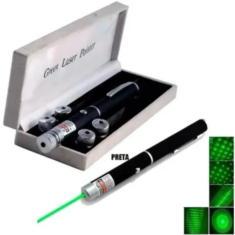 Caneta Laser Verde Pointer Ultra Forte Longo Alcance 500 Mts 5 em1