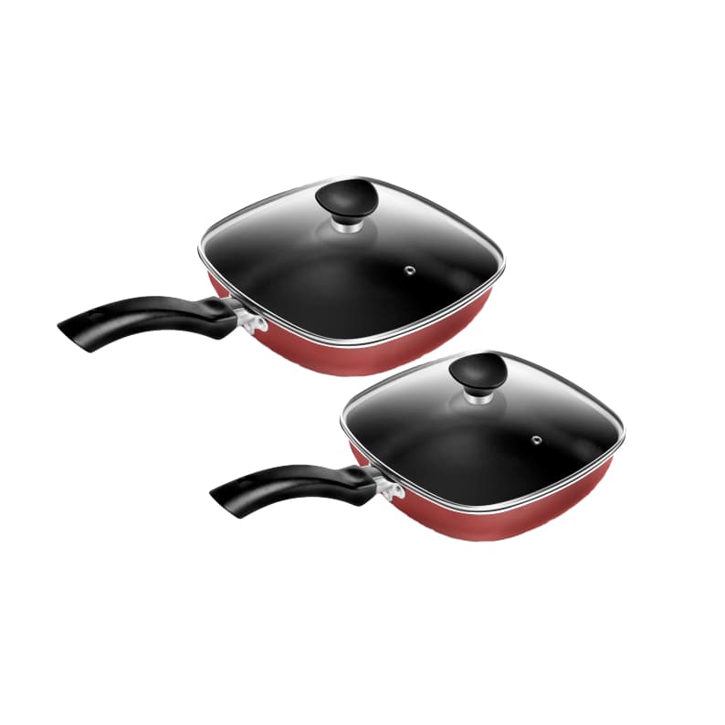 Conjunto De 2 Frigideiras Quadradas Antiaderente Vermelho  N°17/15