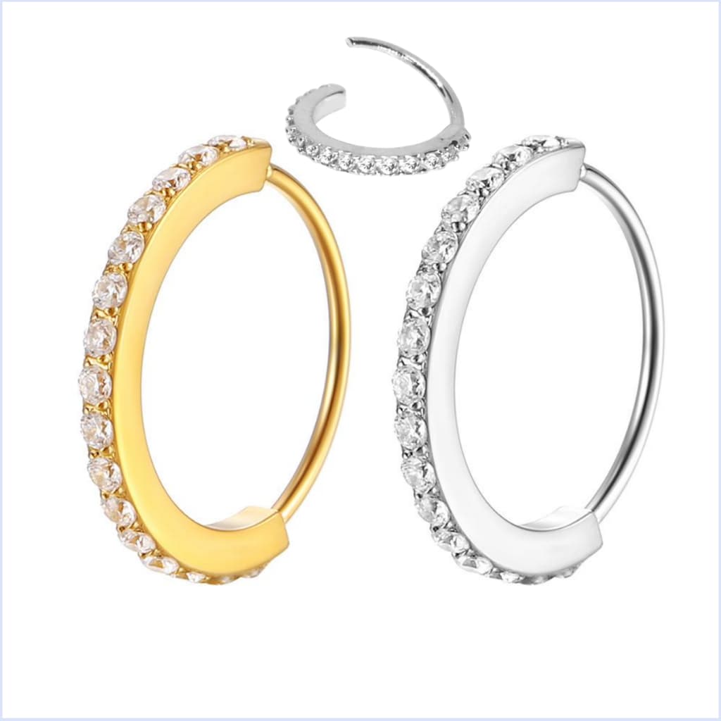 Piercing Nariz Orelha Argola Aço Cirúrgico Pvd Torção 1 Fileira Zircônia Cravejada