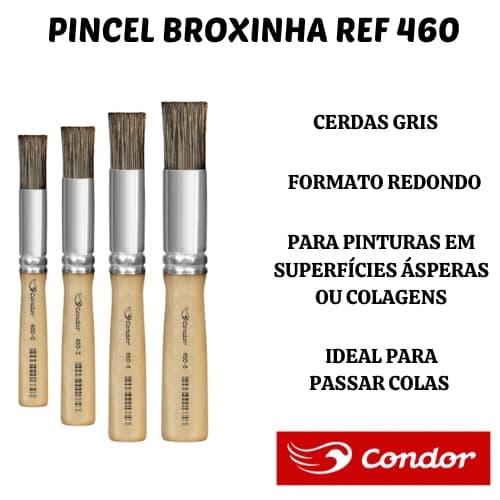 Pincel broxinha ref 460 Condor aplicador de cola, pintura, artesanato