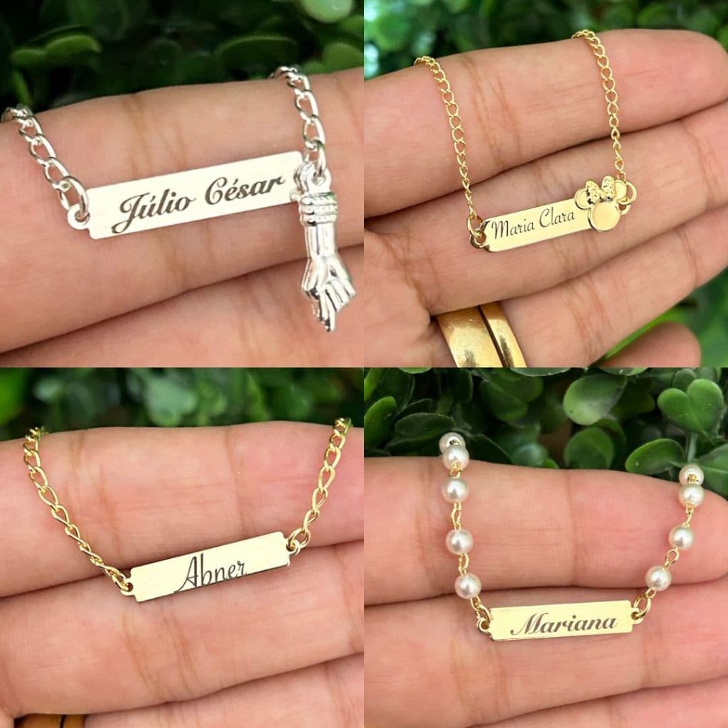 Pulseira Infantil com Nome Semi joia com Garantia Gravação a Laser