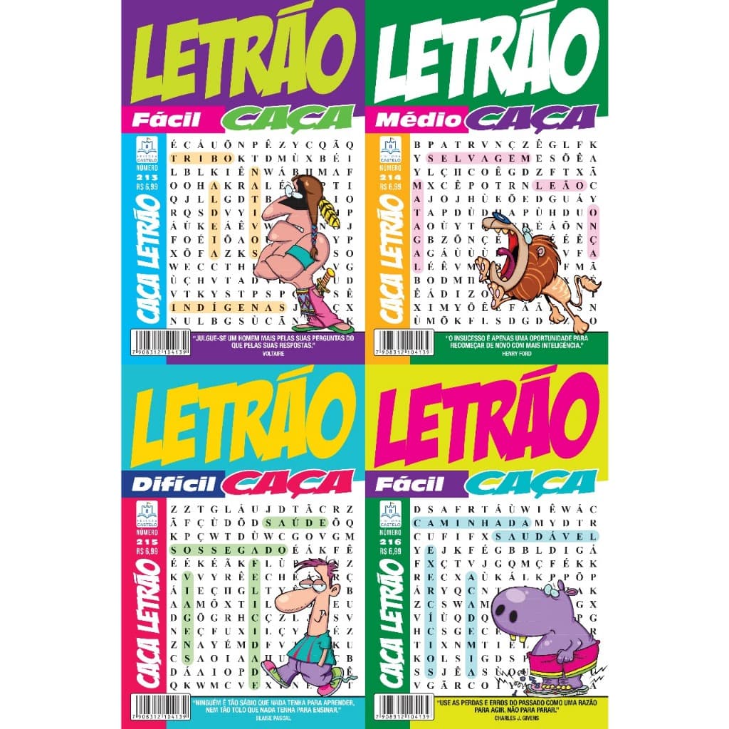 KIT COM 20  CAÇA PALAVRAS LETRÃO E SUPER LETRÃO SEM REPETIÇÃO.