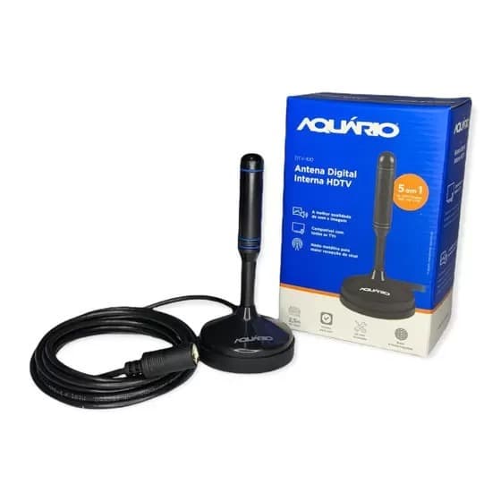 Antena Digital Hdtv Cabo 2,5m Conector Macho Aquário Dtv-100 Original com Nota fiscal