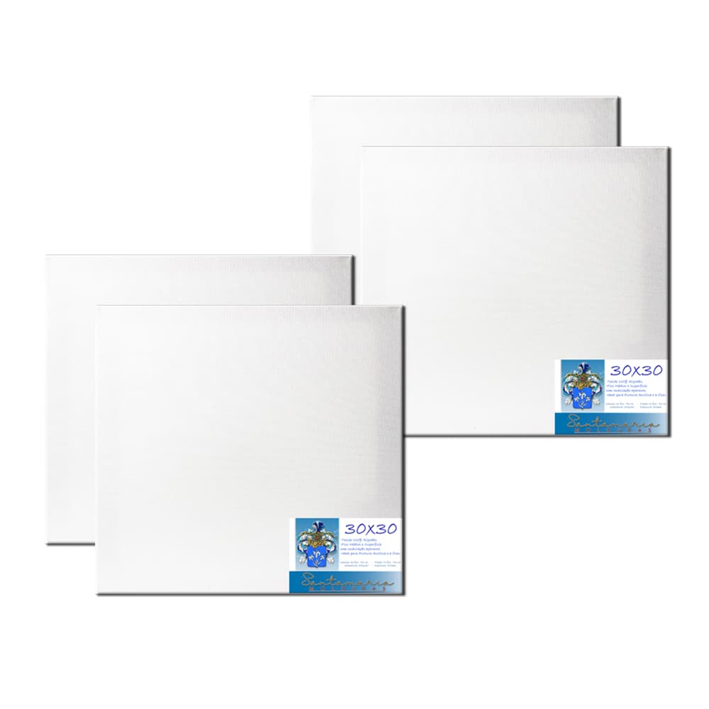 Kit 4 Telas 30x30 Para Pintura Pronta Para Uso 100% Algodão