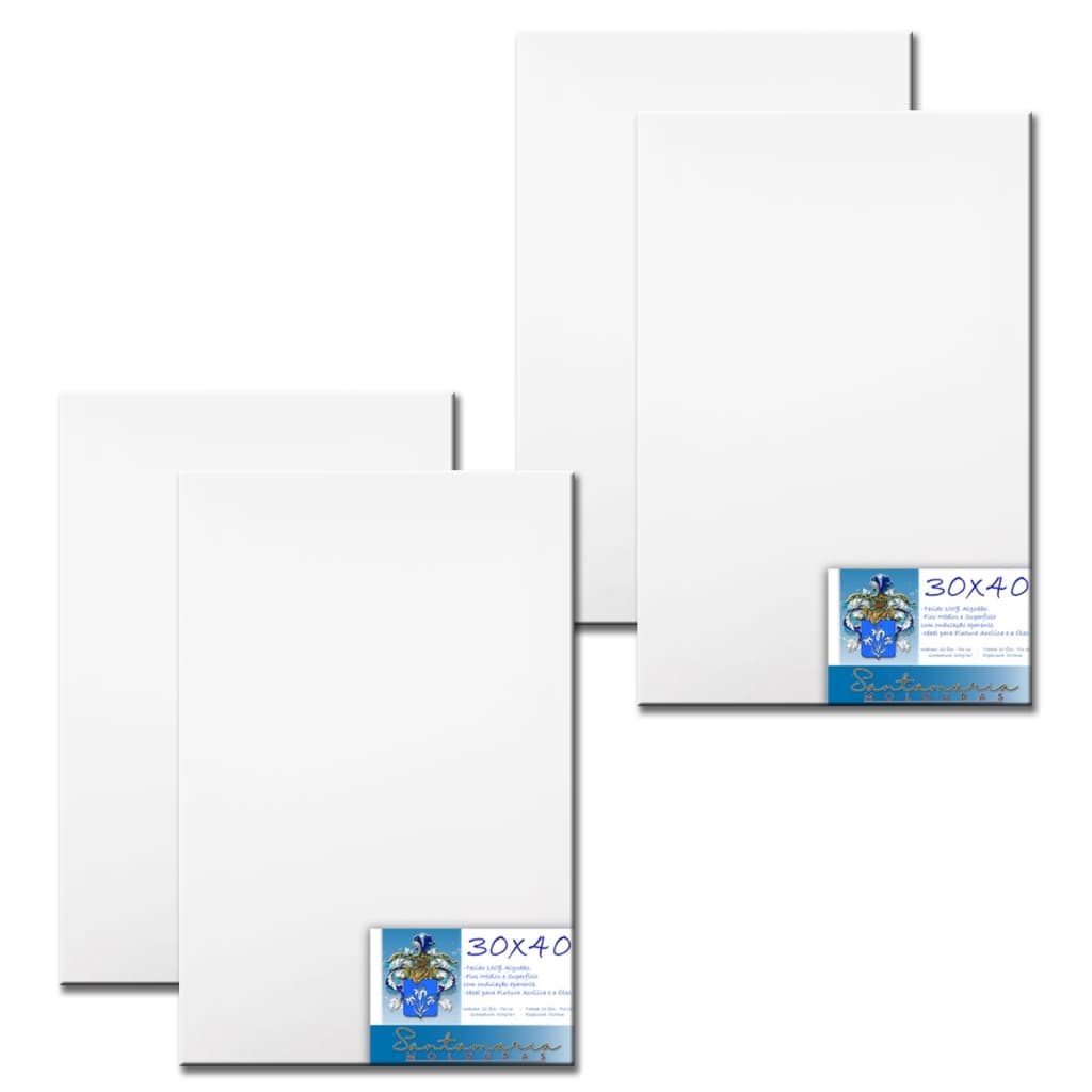 Kit 04 Telas De Pintura 30x40 Prontas Para Uso 100% Algodão