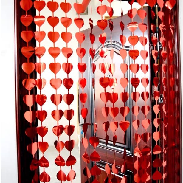 Cortina Metalizada Coração  Para Festa 1mx2m fita metalizado