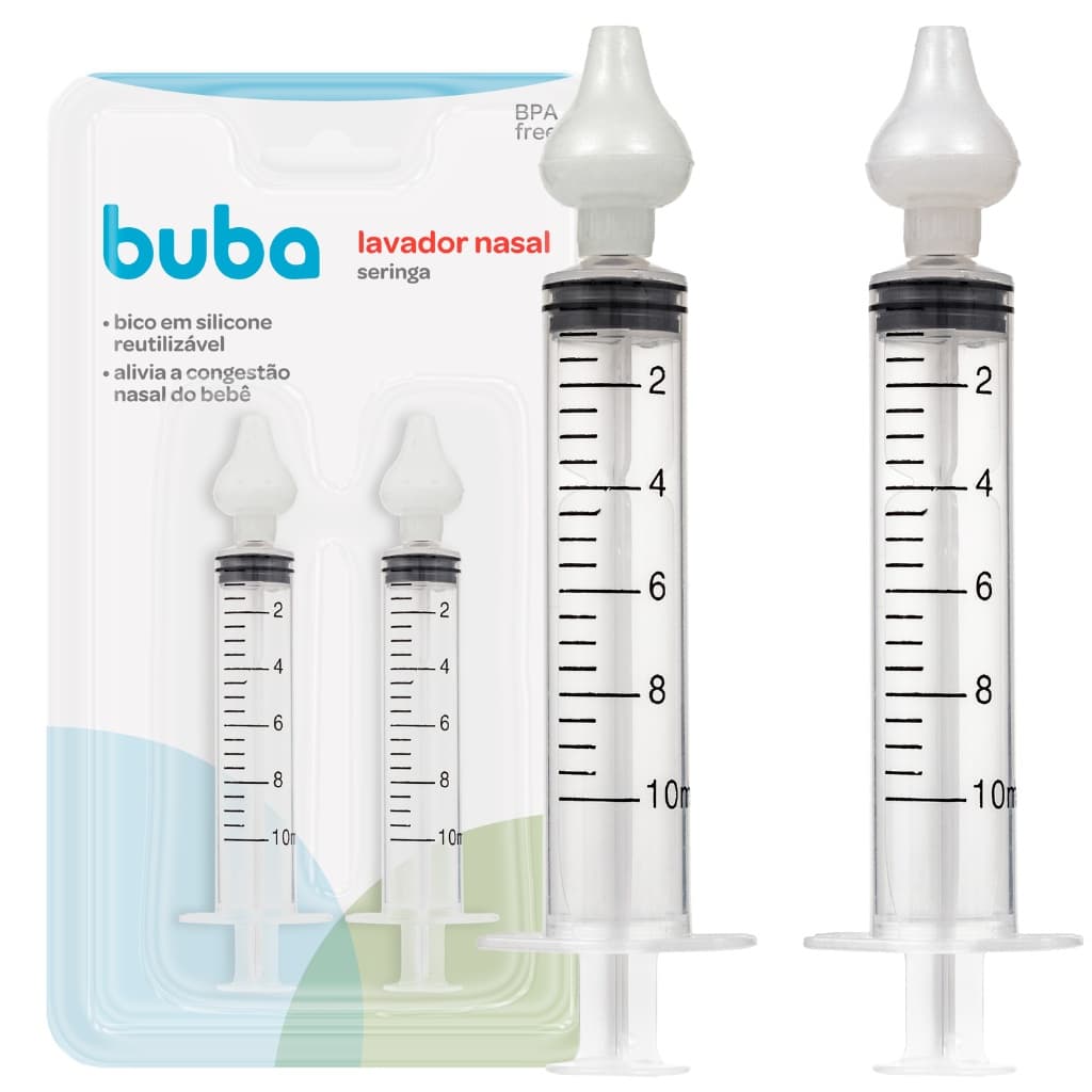 Lavador Nasal Seringa Com Ponta Em Silicone Reutilizável Limpador Higienizador Bebe 2 Unidades Buba