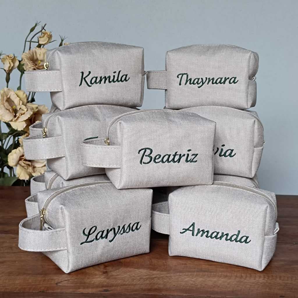 Necessaire Personalizada Linho com alça
