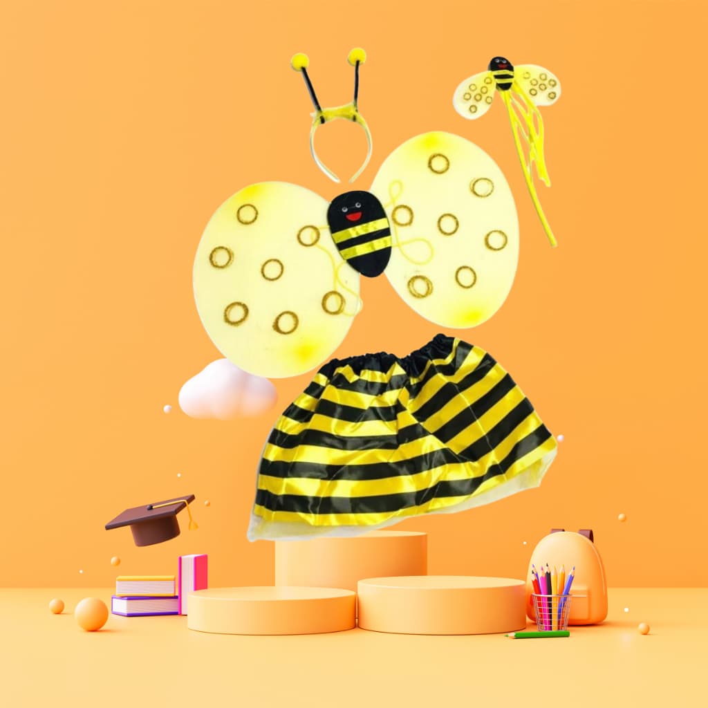 Kit Fantasia Joaninha Infantil Saia + Tiara+ Varinha + Asa