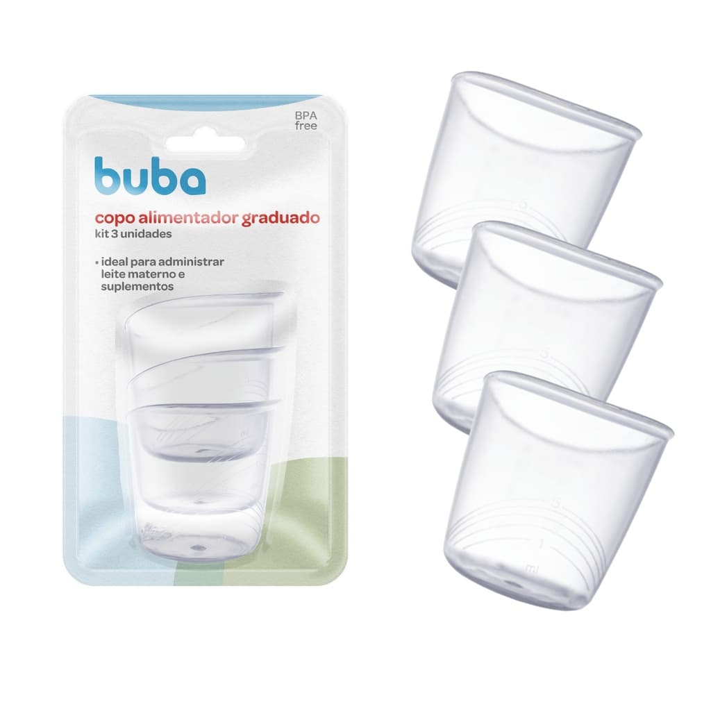Kit 3 Copo Graduado Bebê Recém Nascido Alimentador Medidor Dosador Neném 35ml Buba