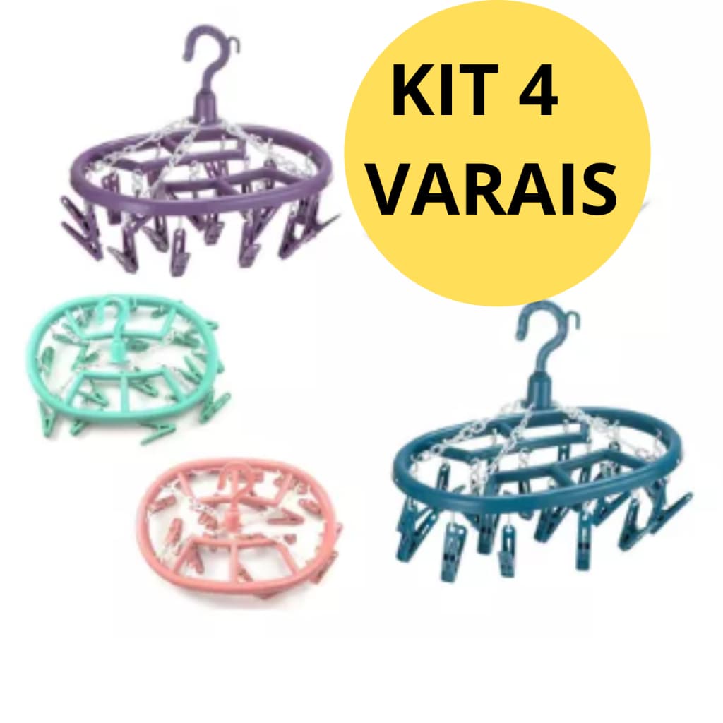 Kit Com 4 unidades Varal De Roupas Oval Calcinha Cuecas 18 Prendedores Íntima Pronta Entrega