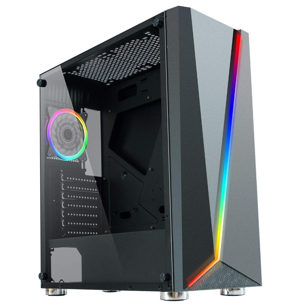 Gabinete Gamer RGB Mid Tower ATX Material Preto para PC Gamming e Componentes de Computação