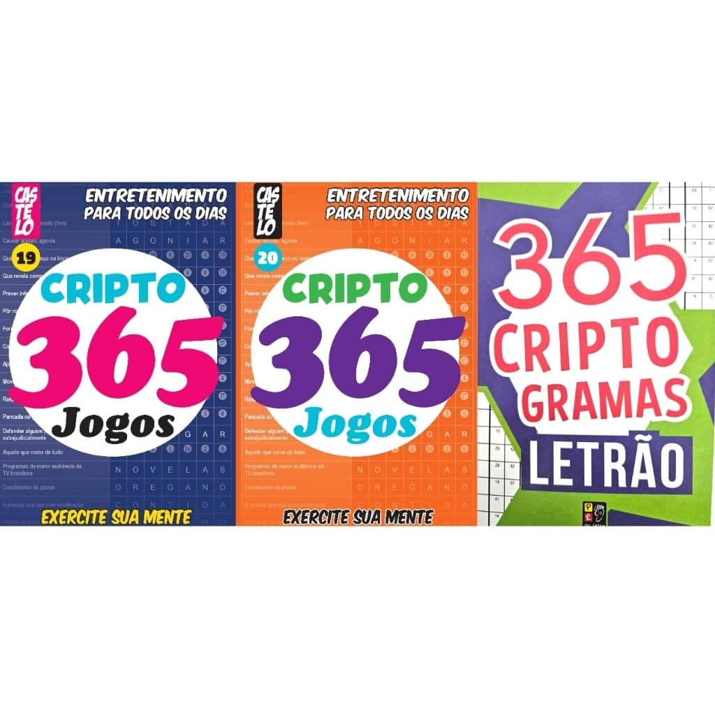 KIT 3 LIVRO DE CRIPTO COM 365 ATIVIDADES