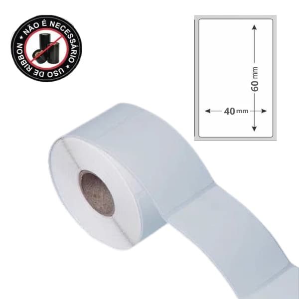 1 Rolo Etiqueta Térmica Adesiva 40x60 1 Coluna
