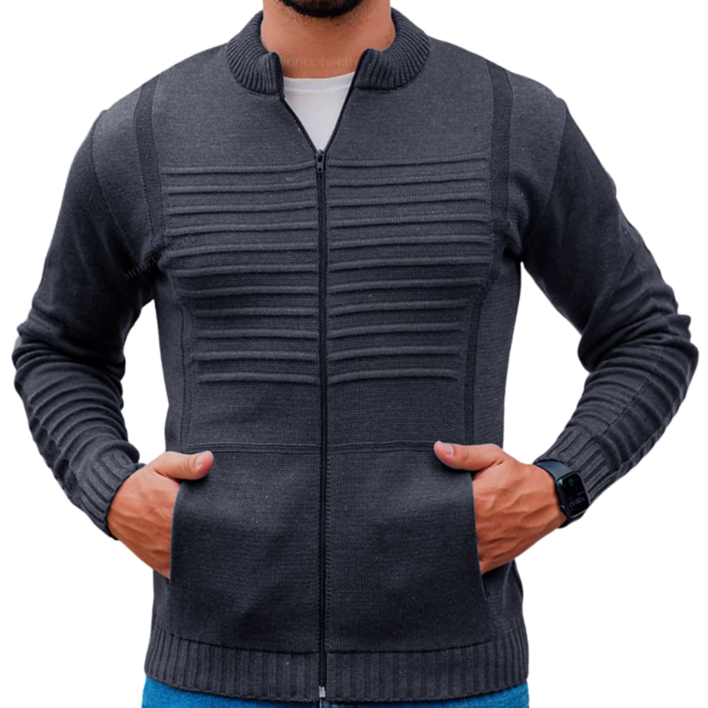 Jaquetas Masculinas Blusa De Frio Casaco Masculino Tricot Com Bolso E Ziper De Inverno