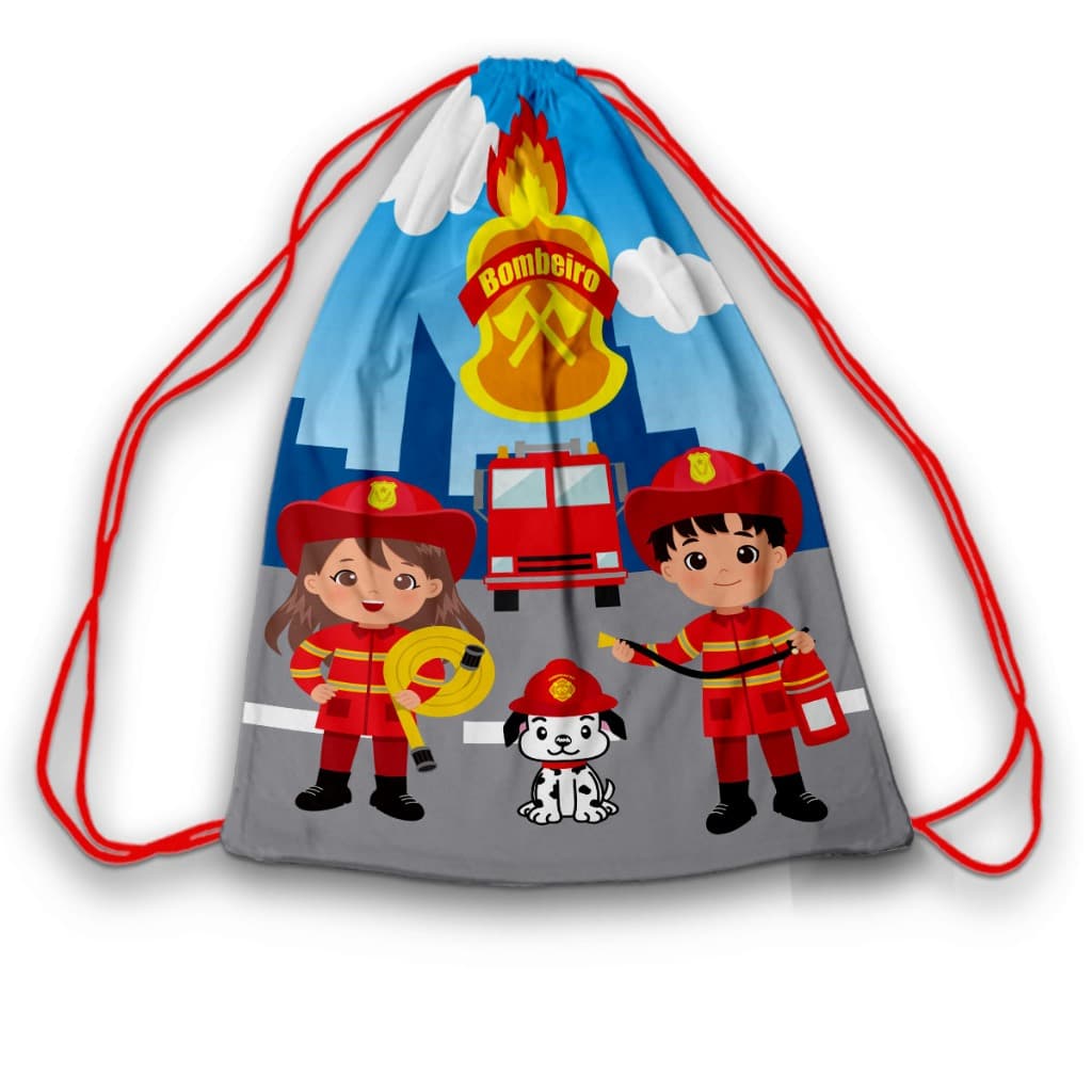 Mochilinhas sacolinha 19x28cm Bombeiro Profissões kit festa de aniversário (envio rápido)