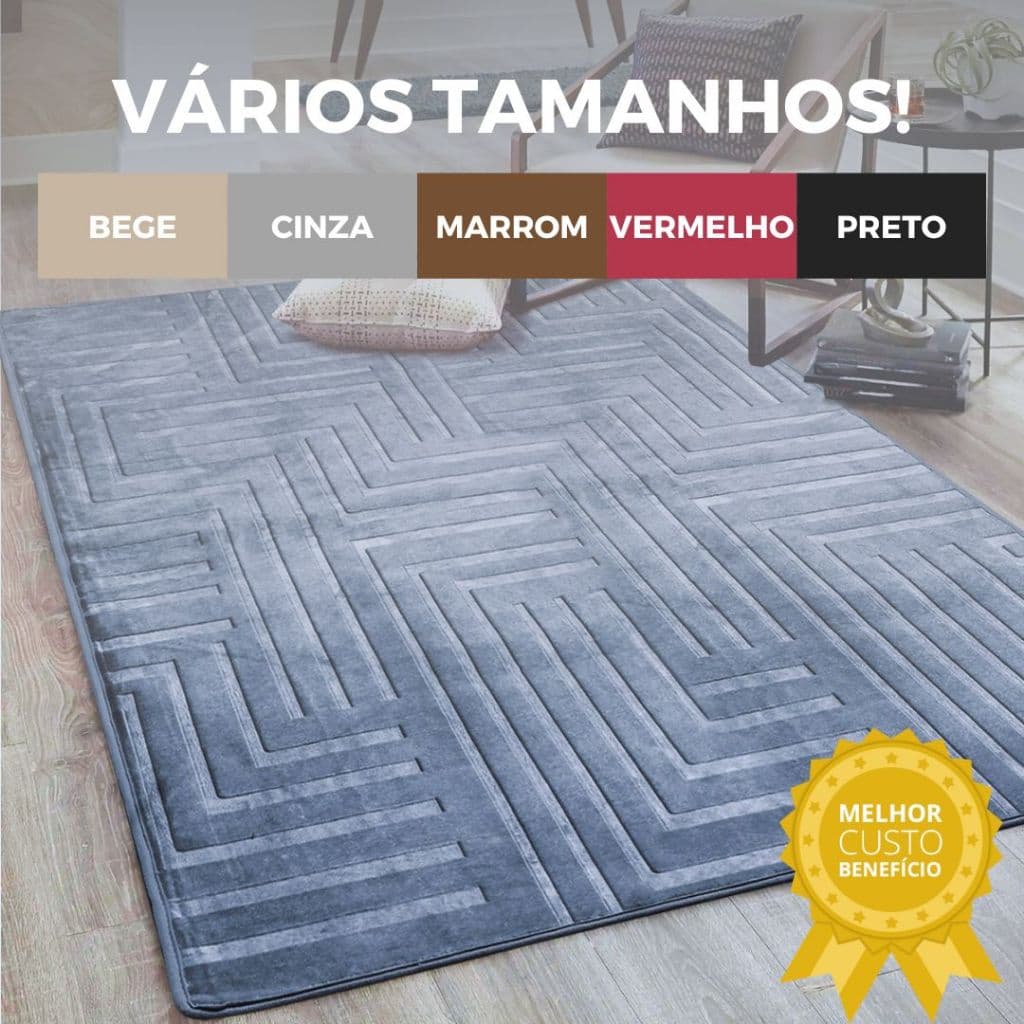 Tapete de Sala Itália Aveludado Premium Vários Tamanhos e Cores Quarto Antiderrapante Moderno