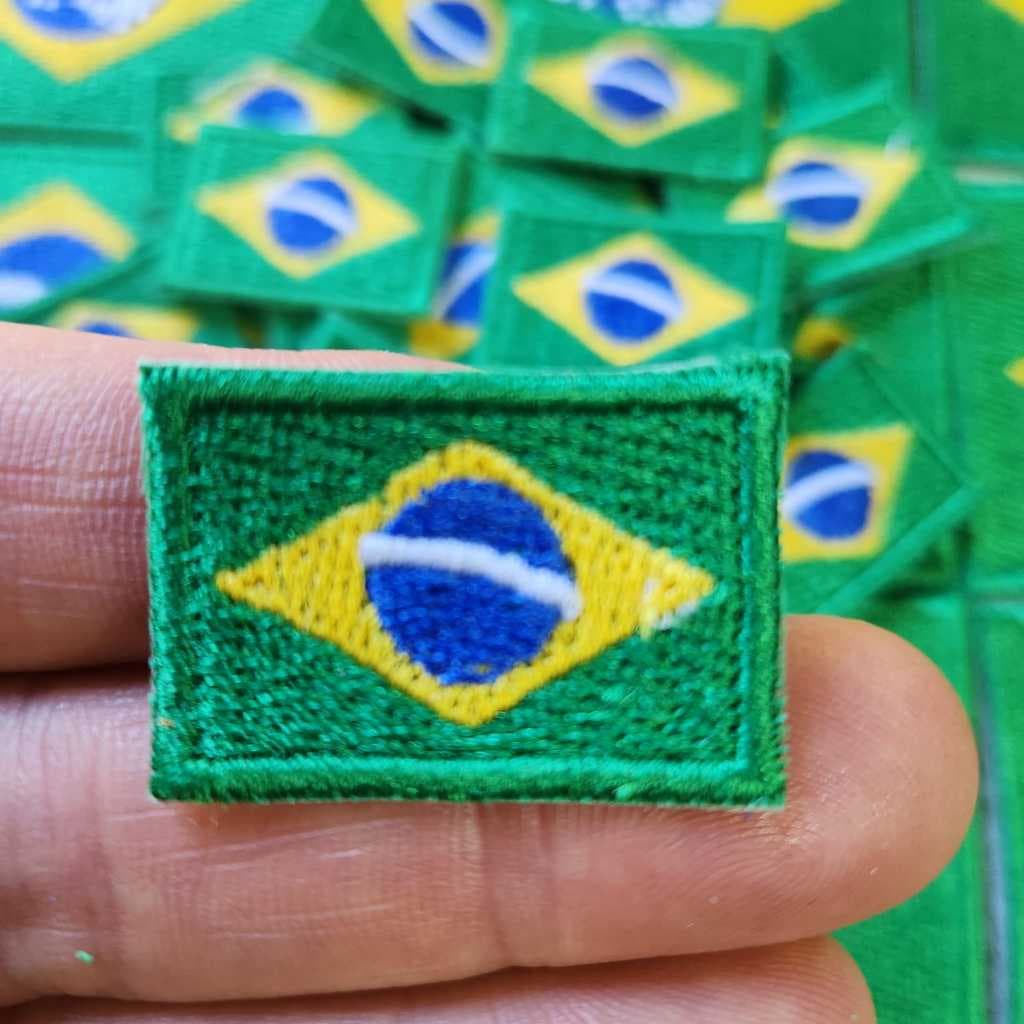 1 Patch Bordado Micro Bandeira do Brasil 2x3cm Cód.MBP91 - Aplique de tecido - Brasileiro - Preço por Unidade