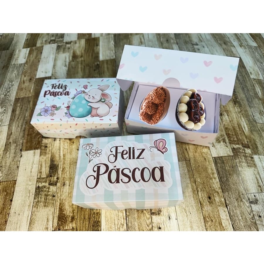 Caixa Para Ovo De Colher  Caixa Degustação Para Ovos De 50g com duas cavidades Páscoa