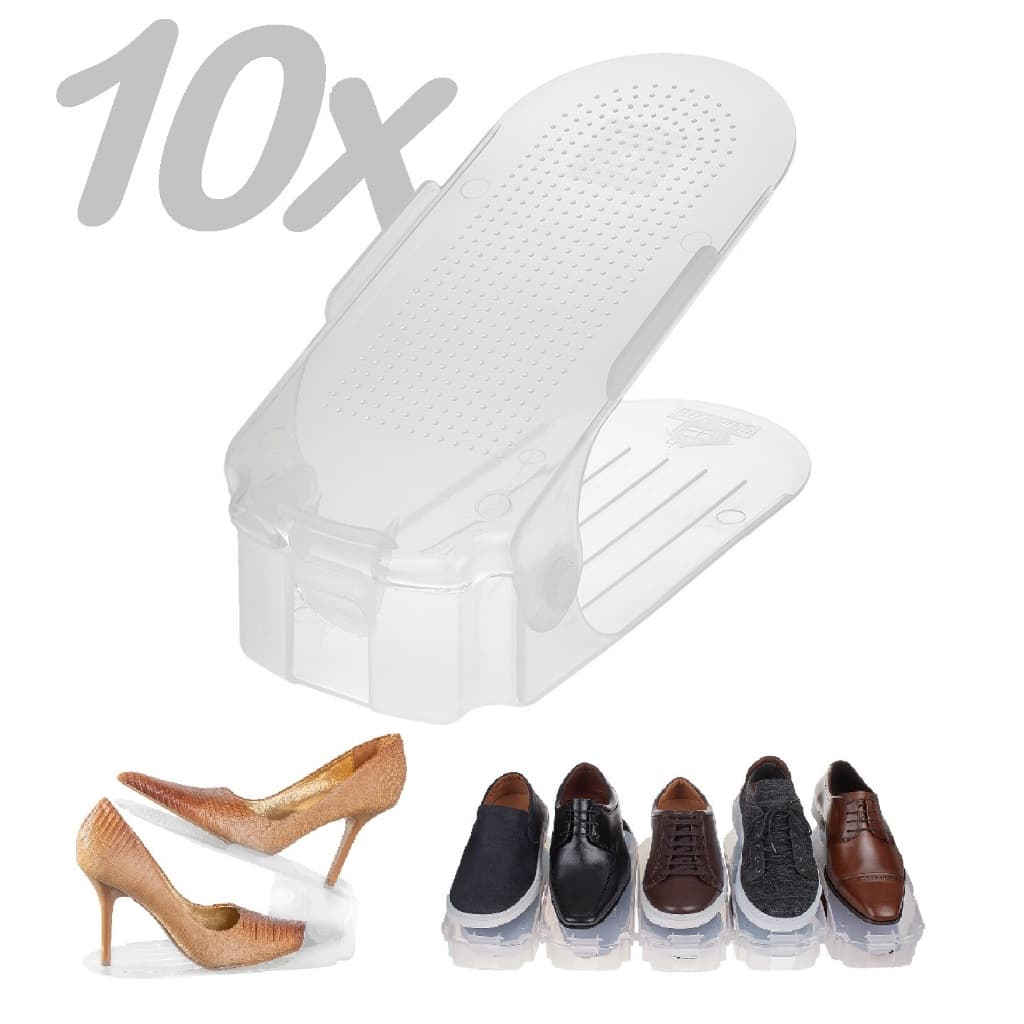 10 Organizadores de Calçados Sapatos Tênis Saltos Transparente com Regulagem de Altura
