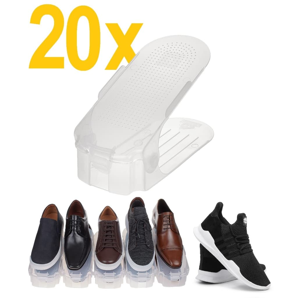 20 Suportes para Calçados Transparente com Regulagem de Altura