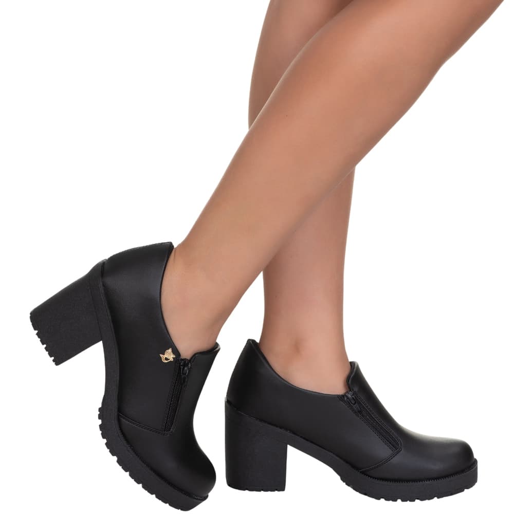 sapato Oxford feminino com zipper lateral