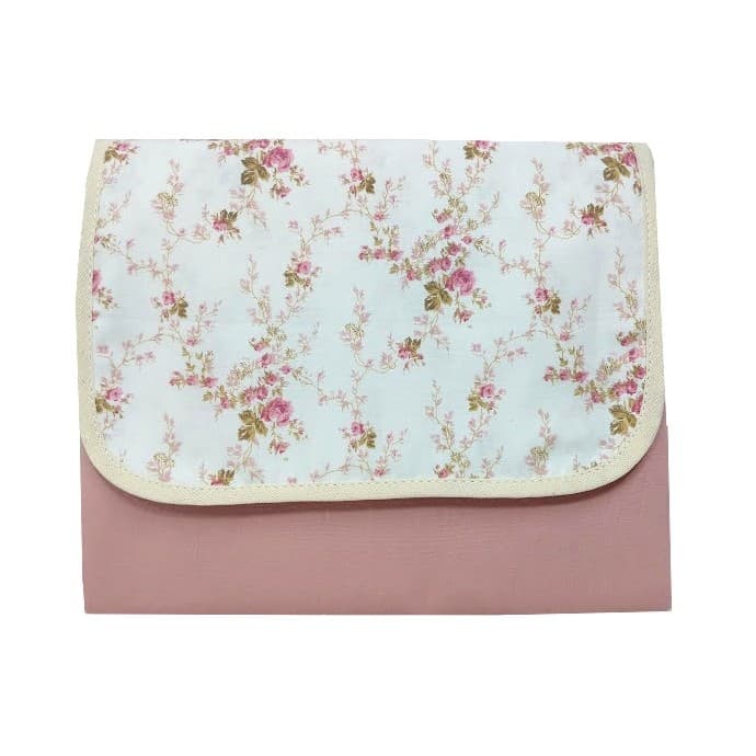 Trocador Portátil P/ Bebê C/ 2 Bolsos 100% Algodão Estampa Floral E Rose