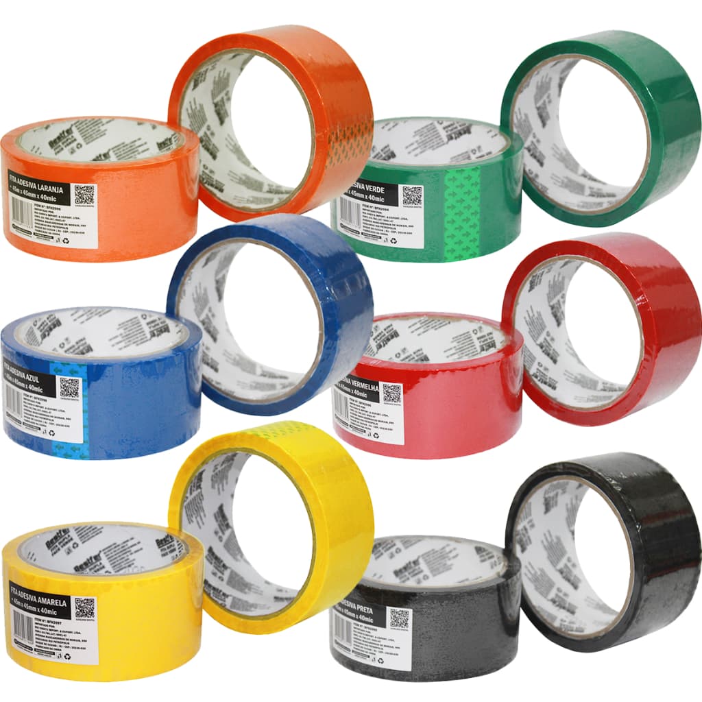 Fita Adesiva Larga 45m Por 45mm Varias Cores Para Uso Geral - Embalagem Empacotamento Personalizado