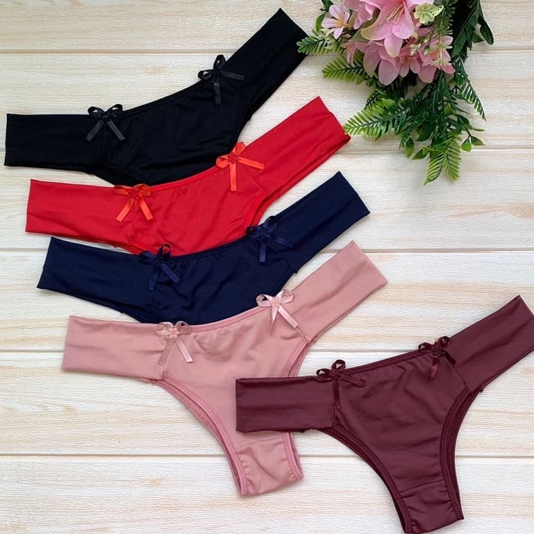 Kit 5 Calcinhas Dupla Pala Tanga Conforto Calcinha Microfibra Lingerie Leve