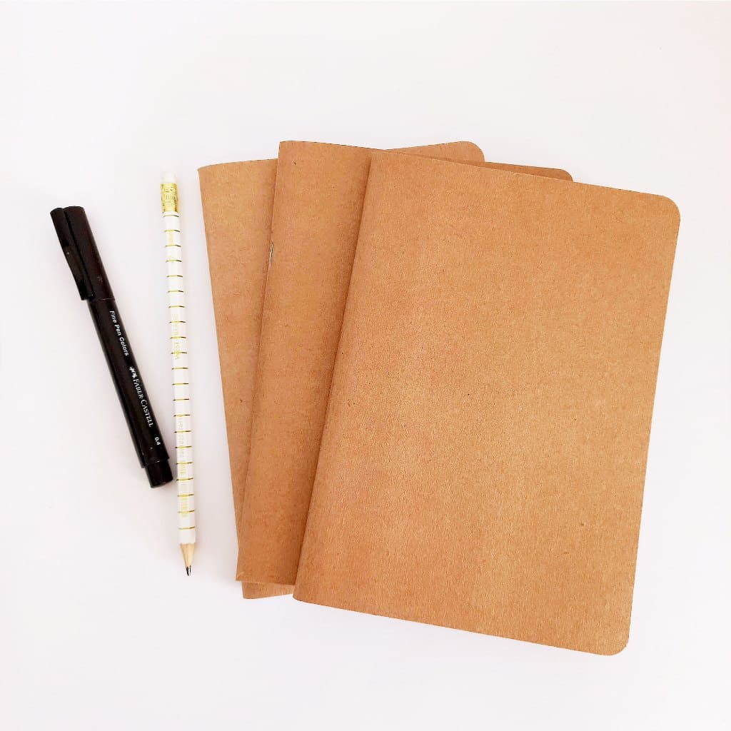 Caderno Brochura Kraft 100 páginas para Sketchbook, sem pauta, pautado, pontilhado, quadriculado.