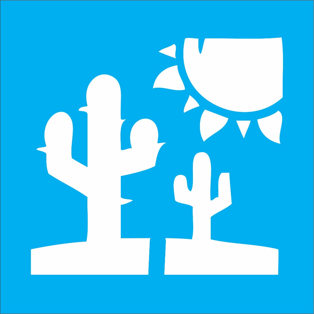 Stencil para pintura Cactos e sol - Tamanho 17x17 cm