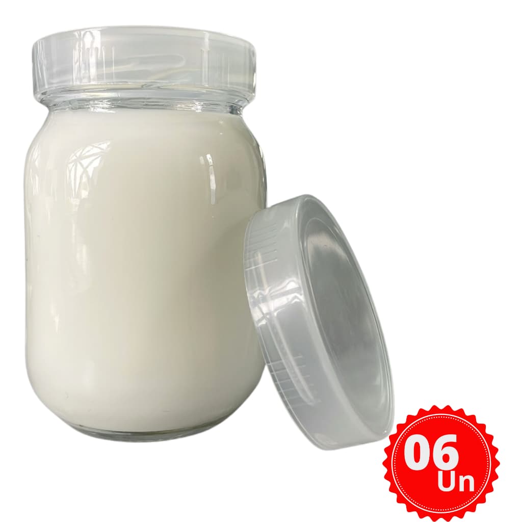 Kit 6 Potes de Vidro Para Armazenar Leite Materno Tampas Plasticas BPA Free