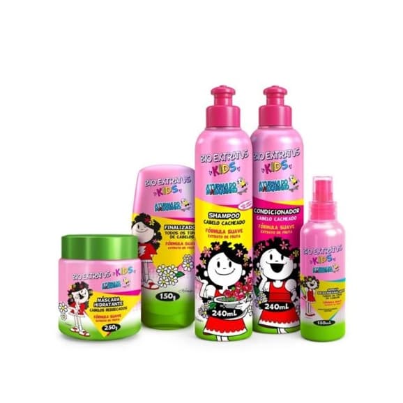 Kit de Tratamento Linha Kids Bio Extratus  Cabelos Cacheados (Shampoo, Condicionador, Mascara , Finalizador , Spray Desembaraçante)