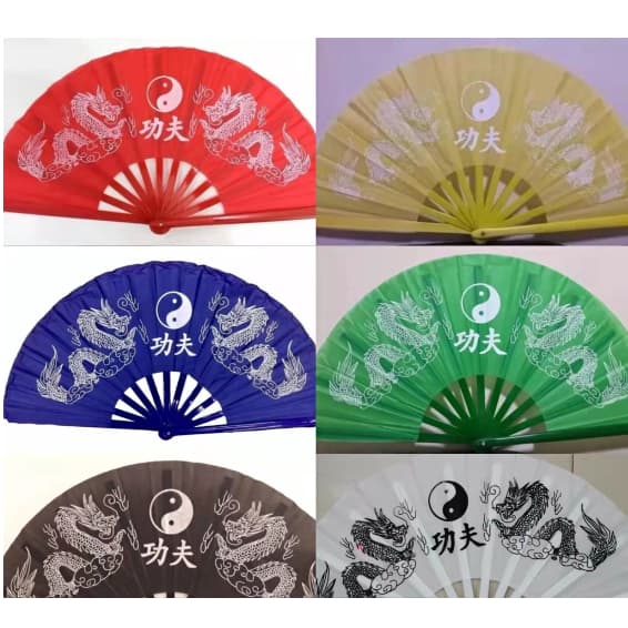 Leque Oriental Grande Dança Kung Fu estampado