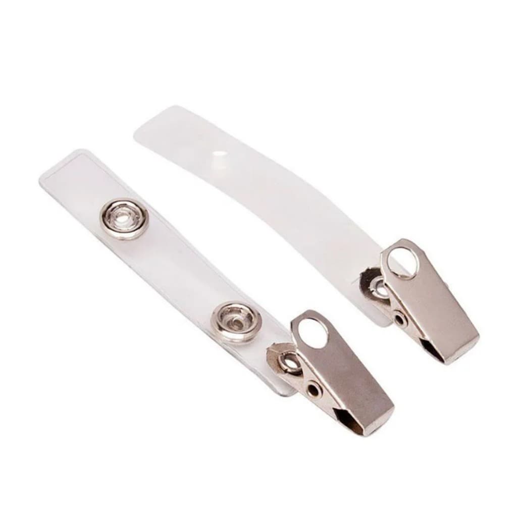 Presilha Jacaré com Alça Leitosa Clips Jacaré para Crachá - 10 UN