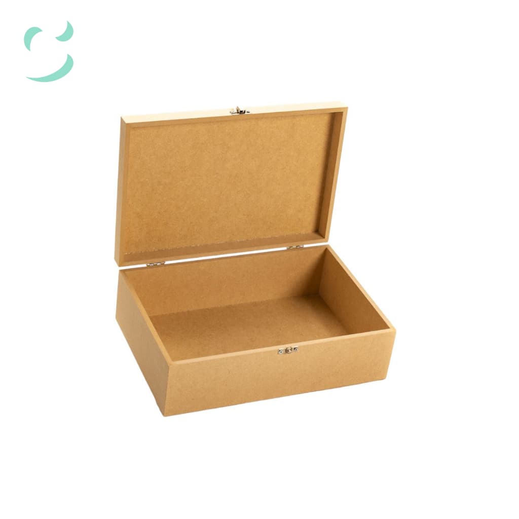 Caixa lisa para decorar e organizar em mdf cru com fecho 20x12x7