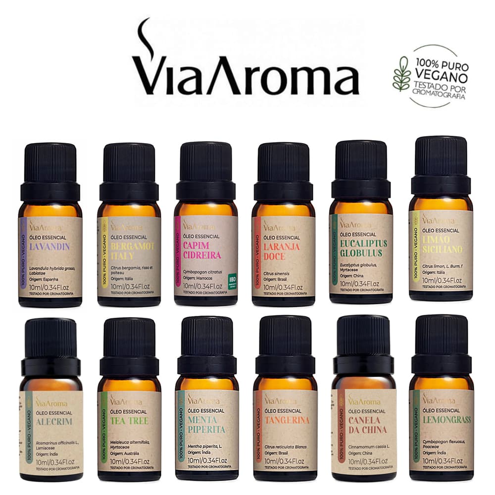 Óleo Essencial Puro - ESCOLHA O SEU - Aromaterapia Difusor Aromatizador VIA AROMA