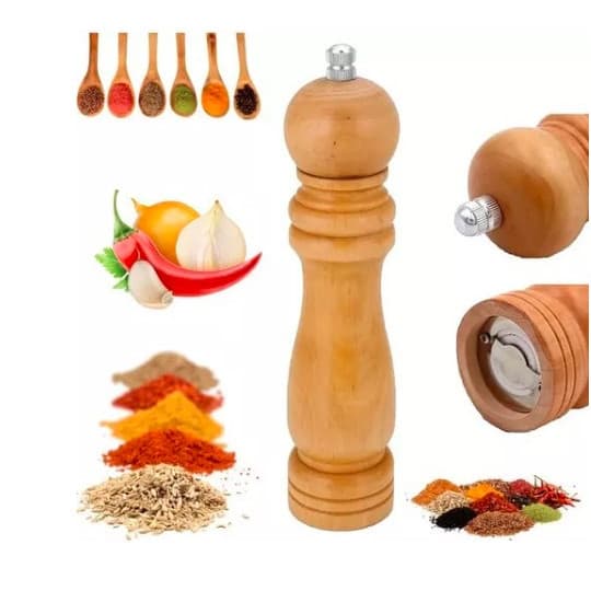 Moedor Manual De Bambu Pimenta Sal Temperos Triturador Prático - Envio Agora!