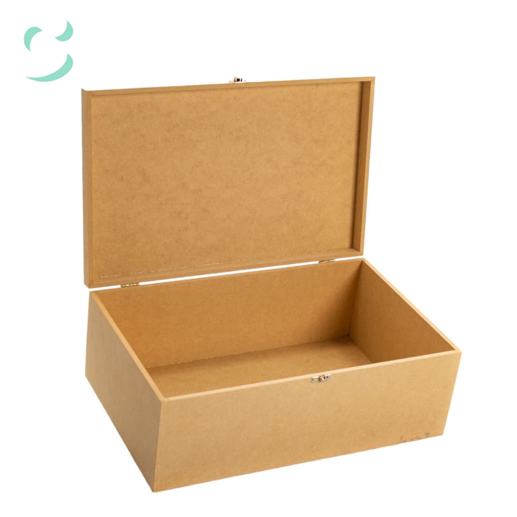 Caixa lisa com fecho em mdf cru 40x25x15