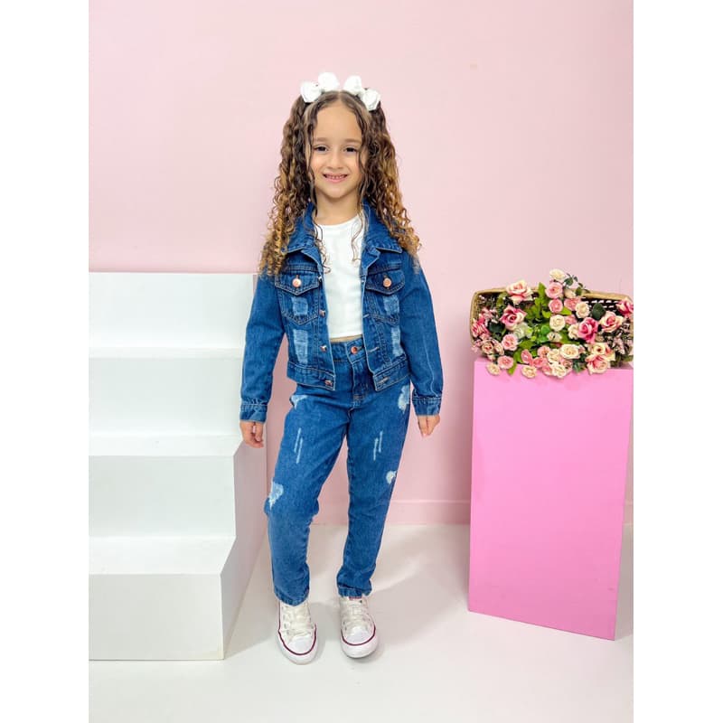 Jaqueta infantil jeans moda blogueirinha distroend