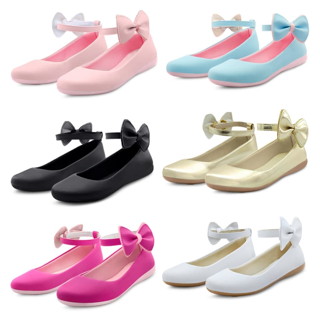 Sapatilha Menina Infantil Laço Daminha Boneca Batizado Branco Preto Pink Azul Dourado Menina