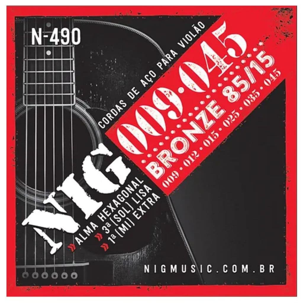 Encordoamento Cordas De Aço Violão Nig 09 045 Bronze N490
