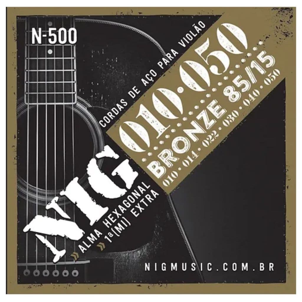 Encordoamento Nig De Aço Violão 010 /.050 Bronze 85/15 - N500