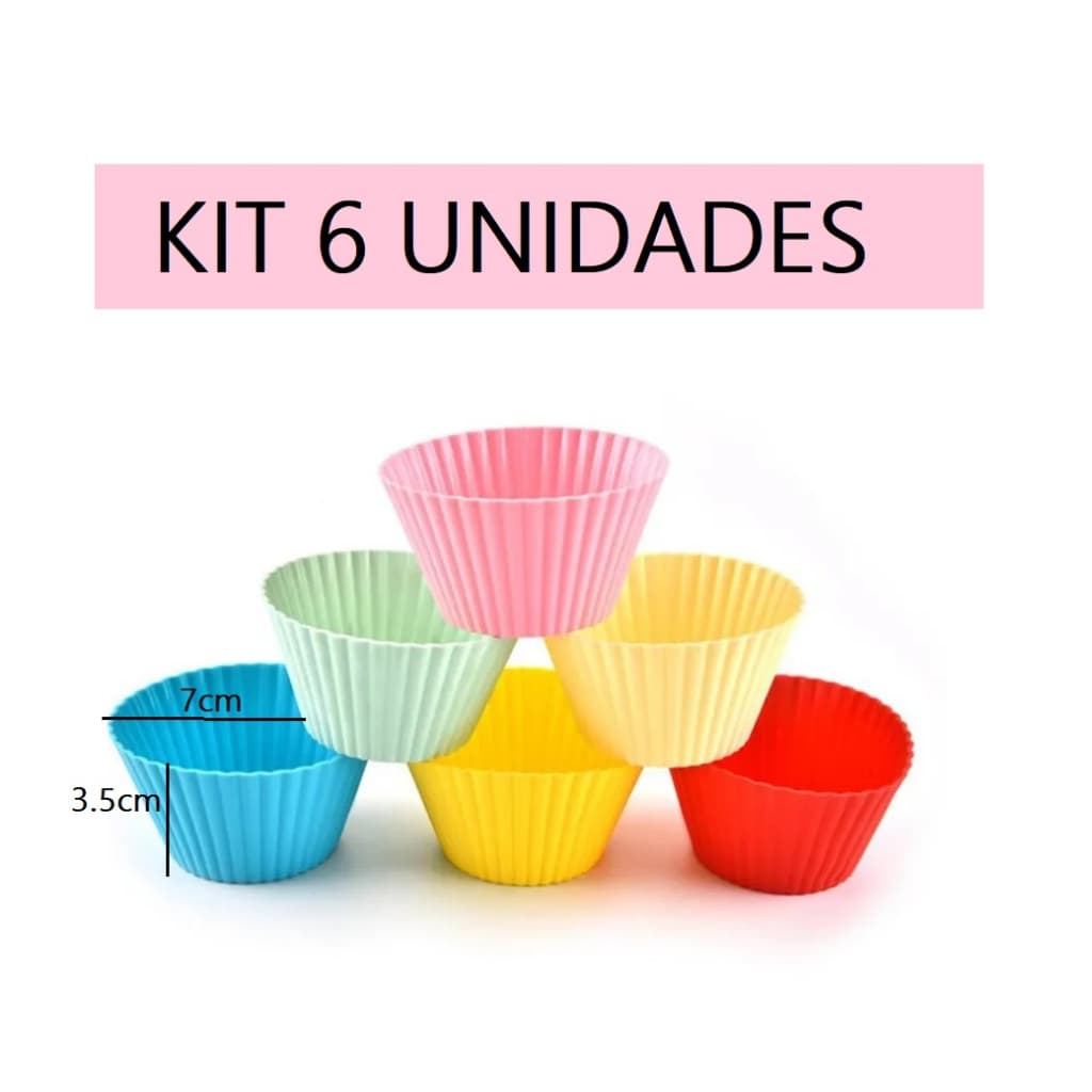 Forminhas Multicolorida 6 Unidades Forma Redonda 7x3.5x4.5cm Silicone Brigadeiro Tortinha Bolinhos Utensílios De Cozinha