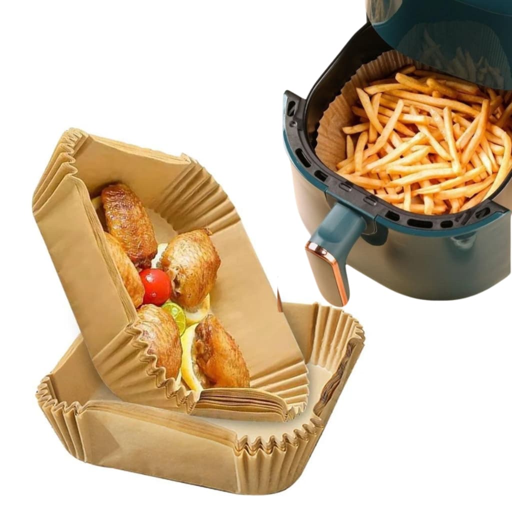 Forma Forro De Papel Descartável Quadrado para Air Fryer Kit Com 50und 20cm
